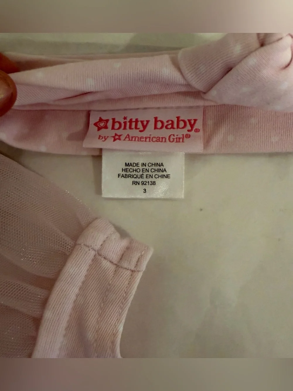 American Girl Bitty Baby Light Pink Polka Dot Leotard with Headband